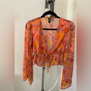 Wild Fable floral tie front long sleeve shirt. Size small. Worn once.